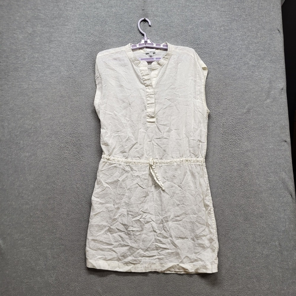 James Perse Women Dress 4 White Shift Mini Linen Button Henley
